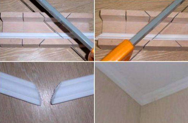 Как сделать угол на потолочном плинтусе правильно
