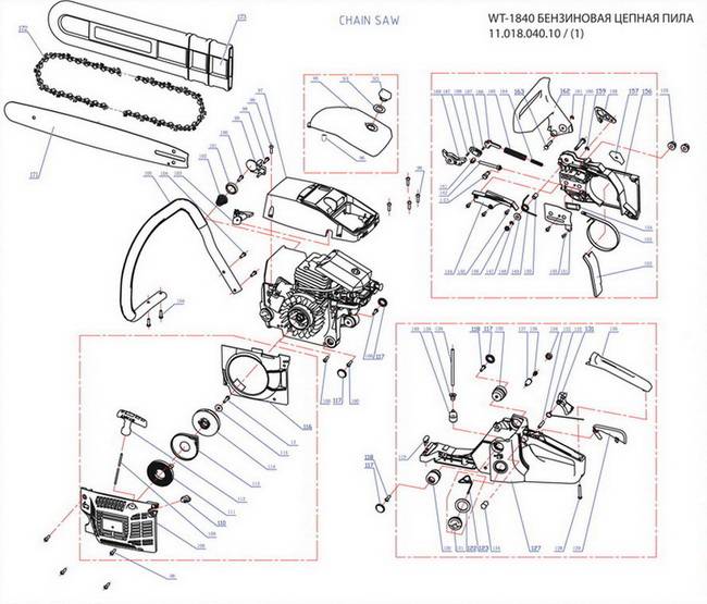 Схема сборки китайской бензопилы