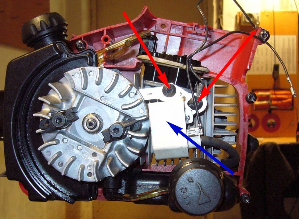 Как отрегулировать зажигание на двухтактном двигателе триммера