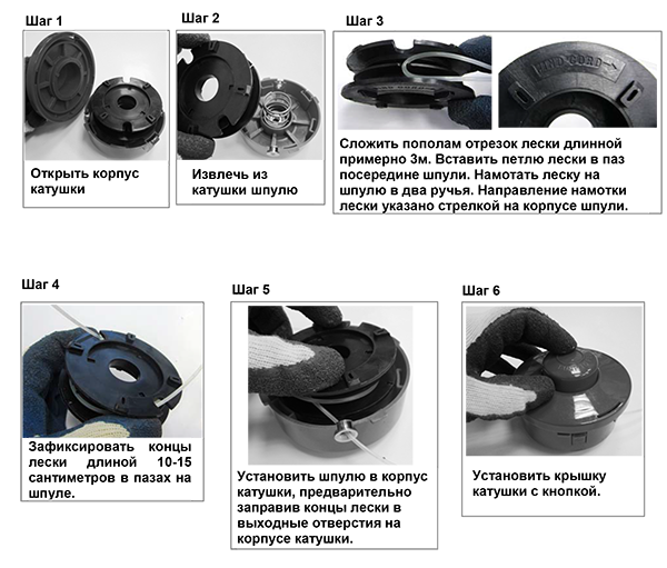 Накрутить леску на катушку триммера фото пошагово