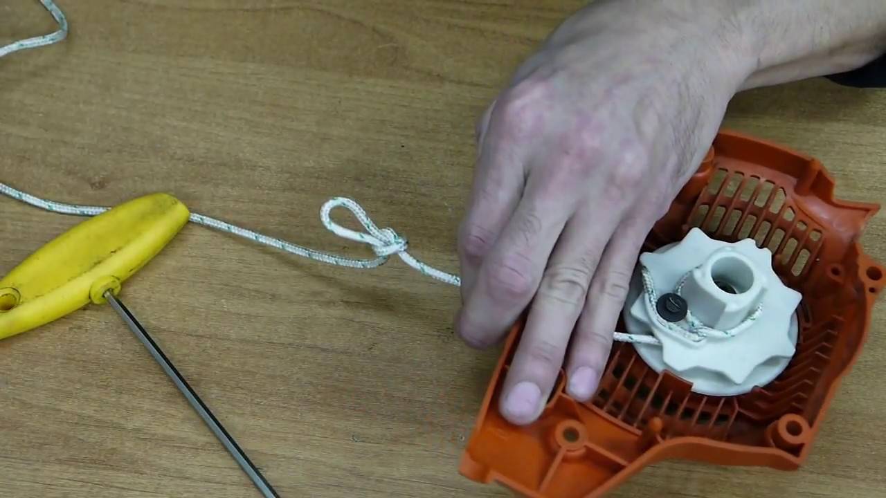 Как заменить на триммере шнур стартера