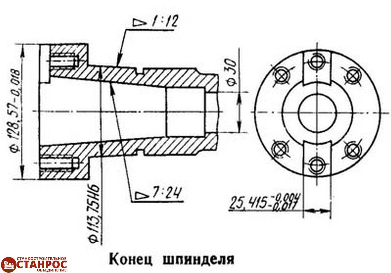 Чертеж шпинделя фрезерного станка