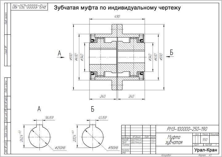 Чертеж муфта с размерами