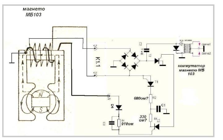 Схема магнето мб 1