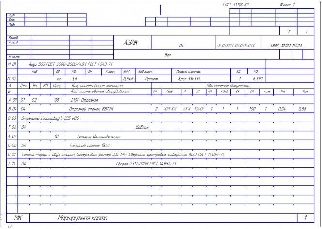 Маршрутно сопроводительная карта