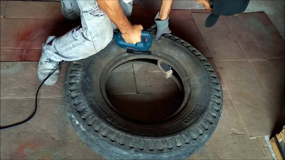 Чем можно разрезать колесо машины. как разрезать шину от автомобиля пополам. несколько мастер-классов по изготовлению поделок из старых шин