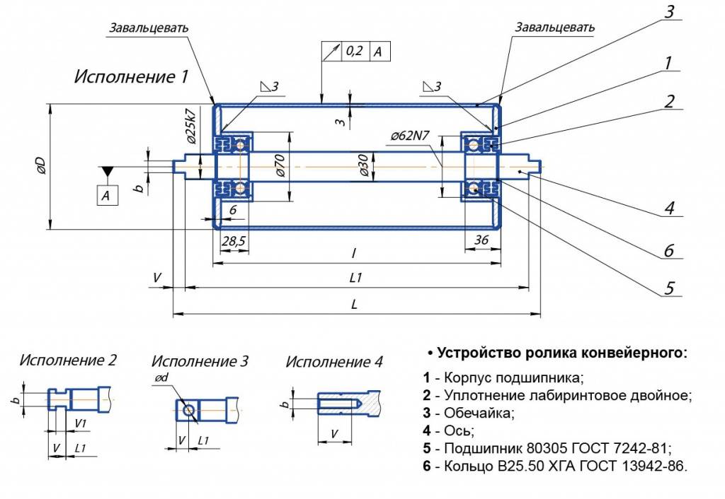 Ролик конвейерный чертеж