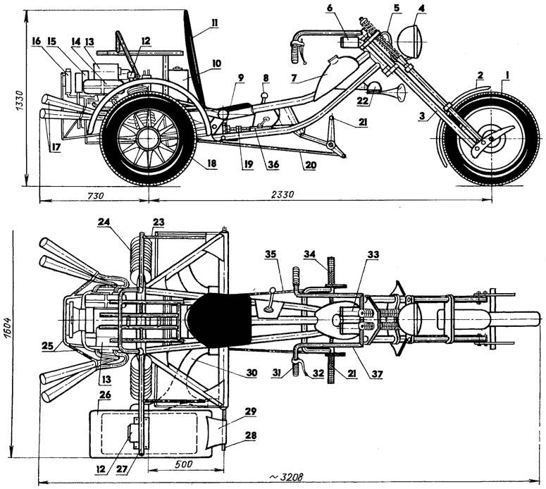 Как сделать трицикл из урала чертежи