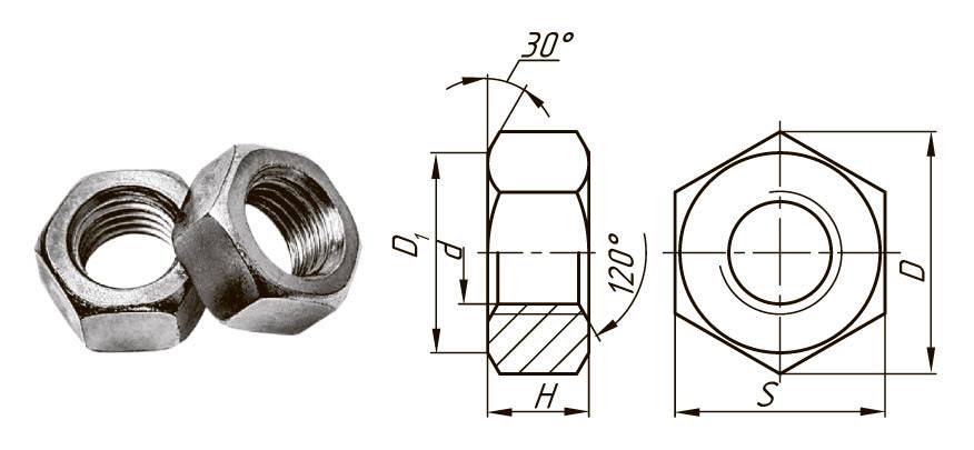Как выглядит гайка на чертеже
