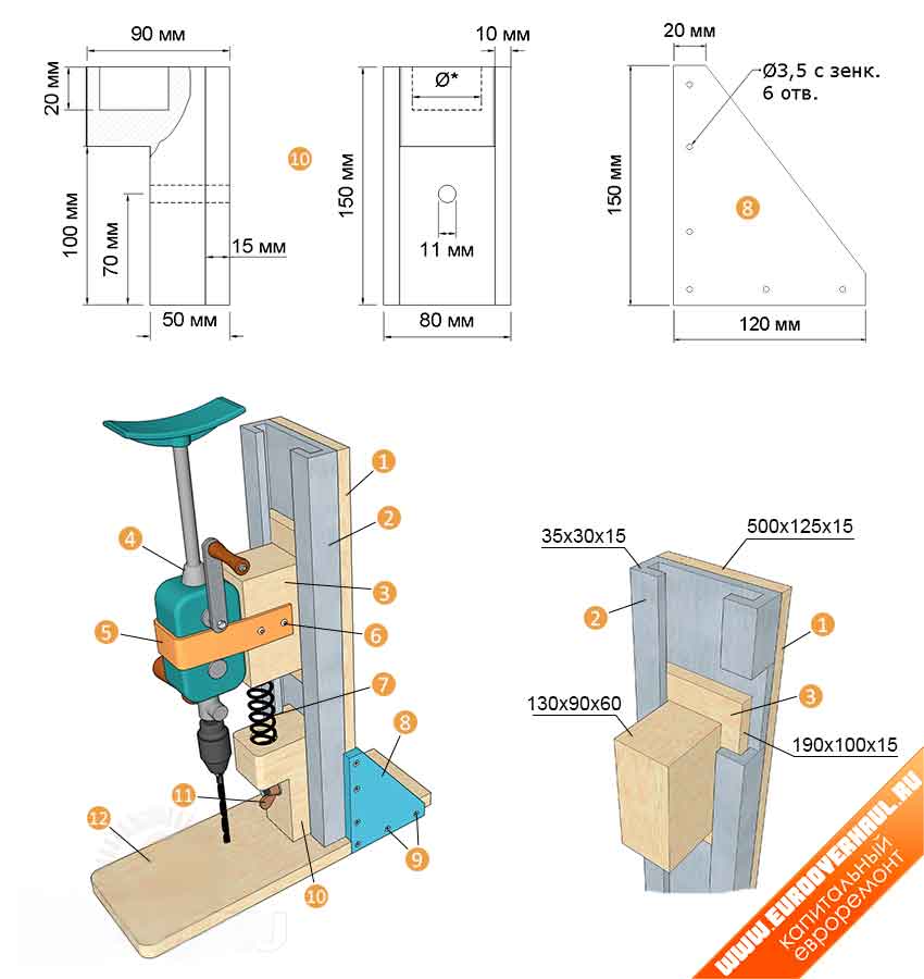 Приспособление для дрели для вертикального сверления своими руками чертежи