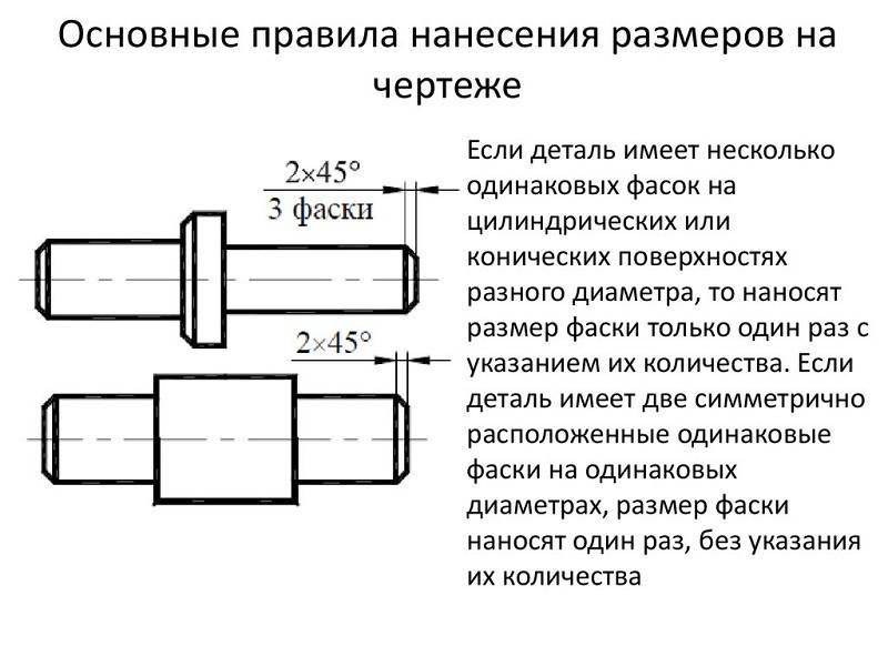 Виды фасок на чертеже