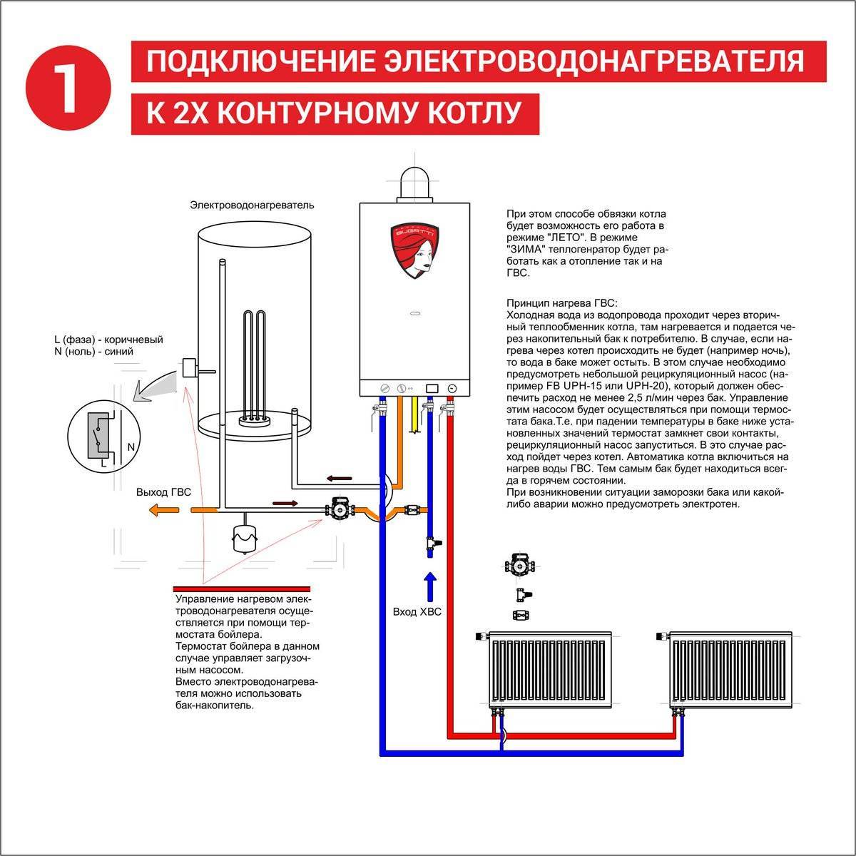 Двухконтурный котел с бойлером косвенного нагрева схема подключения