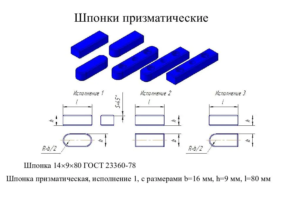 Шпоночные соединения. виды шпонок: призматические, сегментные, клиновые
