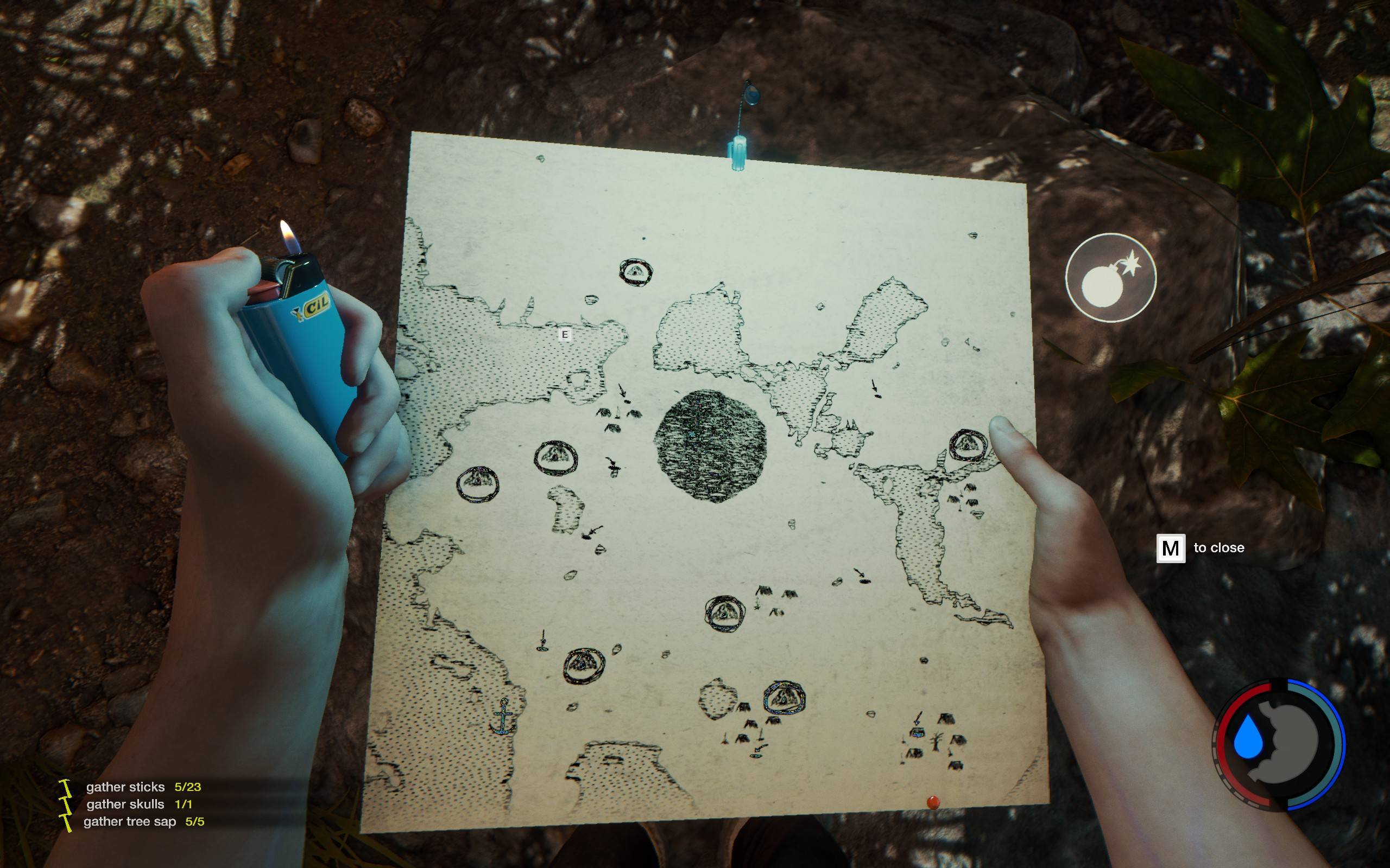 Расположение предметов в the forest на игровой карте