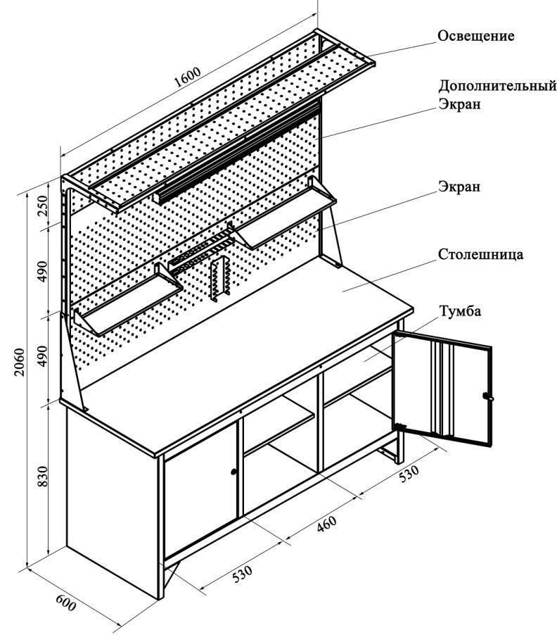 Схема слесарного стола
